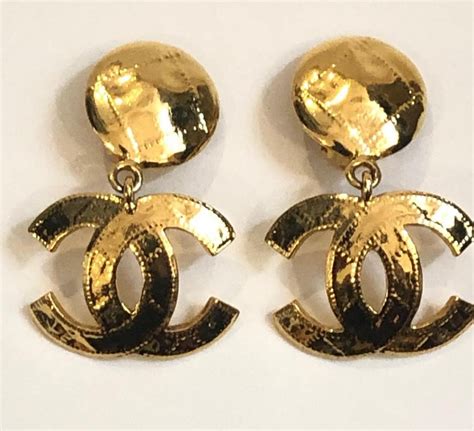 chanel dangle earrings gold|vintage chanel dangle earrings.